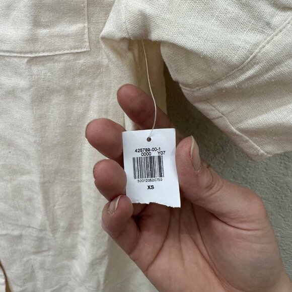 Old Navy Linen Rayon Button Up Collared Shirt Dress w Pockets Womens size XS NEW - Picture 3 of 6